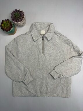Varley Light Gray Half-Zip Pullover Sweater